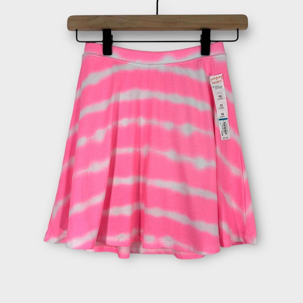 Jumping Beans Girl’s Size 10 Pink White Tie Dye Striped Cartwheel Scooter Skirt - Picture 1 of 6